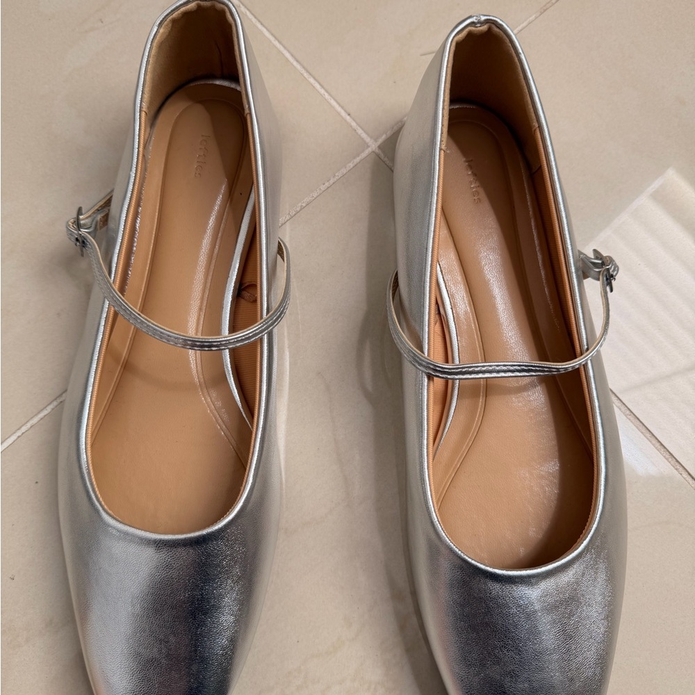 Silver Women's Mary Jane Flats